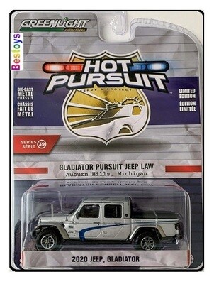 Greenlight Diecast Model Car Hot Pursuit Police Jeep Gladiator 2020 Auburn Hills Michigan 1/64 scale new in pack