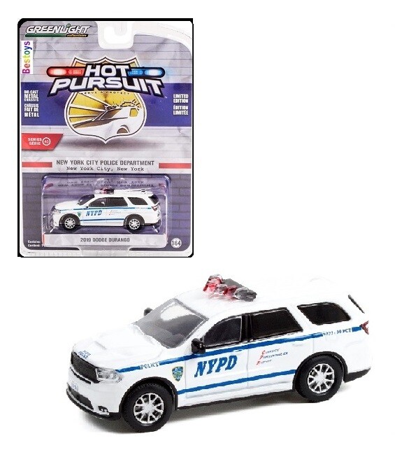 Greenlight Diecast Model Car Hot Pursuit Police Dodge Durango 2019 &quot;NYPD&quot; New York City 1/64 scale new in pack