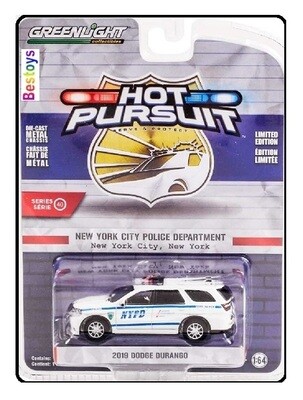 Greenlight Diecast Model Car Hot Pursuit Police Dodge Durango 2019 "NYPD" New York City 1/64 scale new in pack