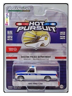 Greenlight Diecast Model Car Hot Pursuit Police Ford F 250 F250 Pickup 1995 "Boston Police" 1/64 scale