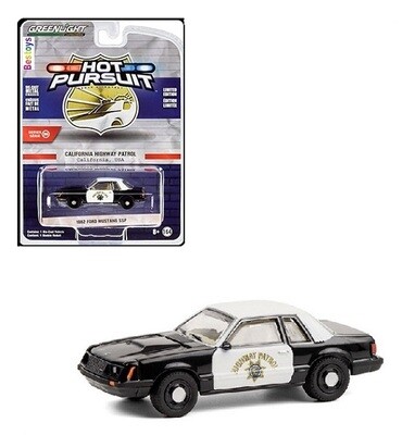 Greenlight Diecast Model Car Hot Pursuit Police Series Ford Mustang SSP 1982 "California Highway Patrol" 1/64 scale new in pack