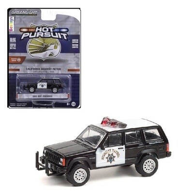 Greenlight Diecast Model Car Hot Pursuit Police Jeep Cherokee 1993 California Highway Patrol 1/64 scale new in pack
