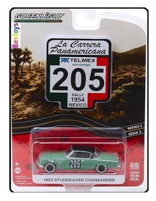 Greenlight Diecast Model Car Rally Mexico 1954 Studebaker Commander 1953 No 205 Motorsport 1/64 scale new in pack