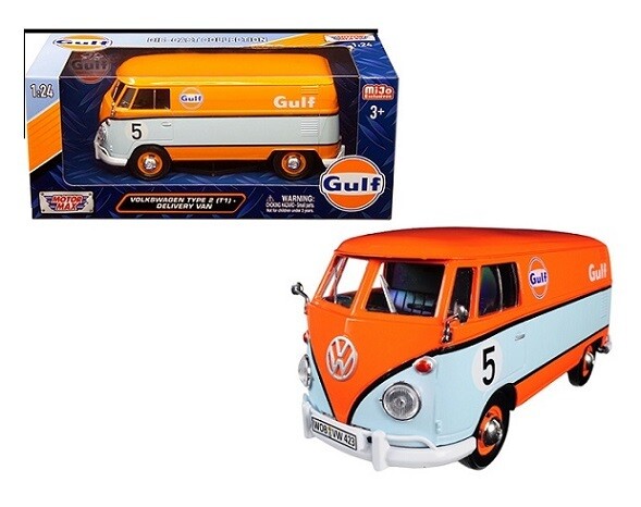 Motormax Motor Max Diecast Model Car 79649 VW Volkswagen Kombi T 1 T1 Panelvan Delivery &quot;Gulf&quot; No 5 1/24 scale