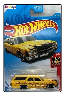 Hotwheels Hot Wheels Diecast Model Car 2019 56 / 250 Chevy Chevrolet Chevelle SS Stationwagon 1970 Flames 1/64 scale new in pack