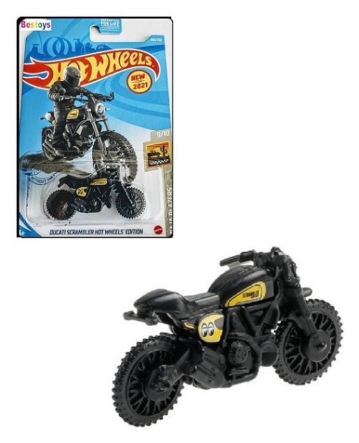 Hotwheels Hot Wheels Diecast Model Motorcycle Bike First Edition 2021 169 / 250 Ducati Scrambler &quot;Mooneyes&quot; new in pack