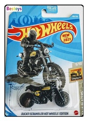 Hotwheels Hot Wheels Diecast Model Motorcycle Bike First Edition 2021 169 / 250 Ducati Scrambler "Mooneyes" new in pack