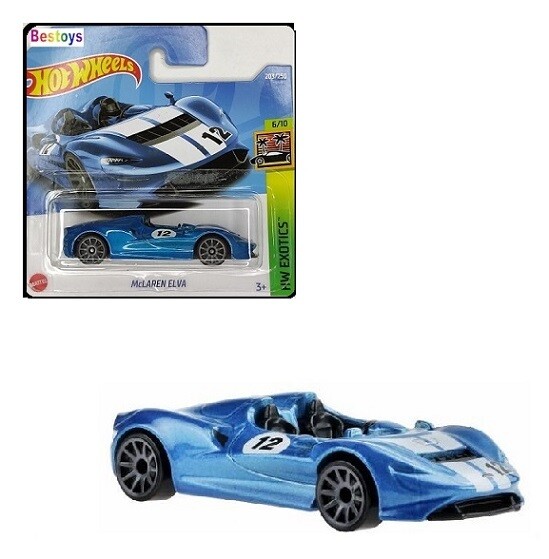 Hotwheels Hot Wheels Diecast Model Car 2022 203 / 250 McLaren Elva No 12 Exotics 1/64 scale new in pack