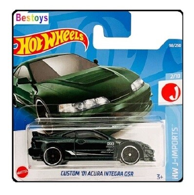 Hotwheels Hot Wheels Diecast Model Car 2022 98 / 250 Honda Acura Integra Custom GSR 2001 J Imports 1/64 scale new in pack