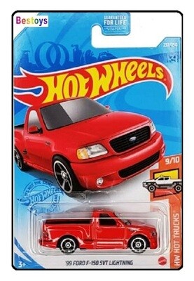 Hotwheels Hot Wheels Diecast Model Car 2021 237 / 250 Ford F 150 F150 SVT Lightning 1999 Hot Trucks 1/64 scale new in pack