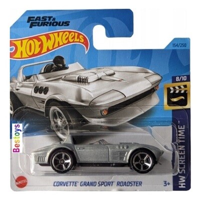 Hotwheels Hot Wheels Diecast Model Car 2023 154/250 Chevy Chevrolet Corvette Grand Sport Roadster Fast &amp; Furious Movie Film TV Screen Time 1/64 scale