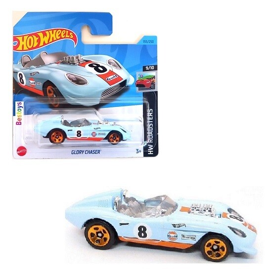 Hotwheels Hot Wheels Diecast Model Car 2023 155/250 Glory Chaser No 8 &quot;Gulf&quot; Roadsters 1/64 scale