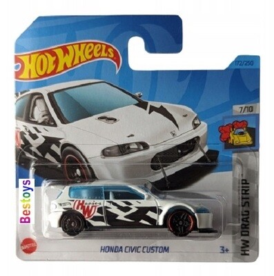 Hotwheels Hot Wheels Diecast Model Car 2023 172/250 Honda Civic Custom Drag Strip 1/64 scale
