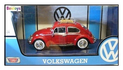 Motormax Diecast Model Car 79558 VW Volkswagen Beetle 1300 1966 + Roofrack 1/24 scale new in pack