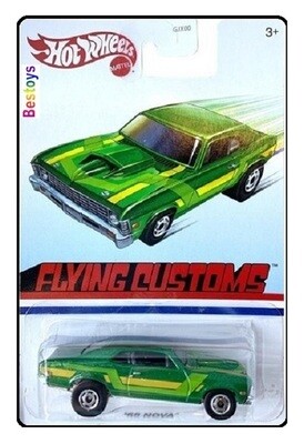 Hotwheels Hot Wheels Diecast Model Car Flying Customs Chevy Chevrolet Nova 1968 1/64 scale new in pack