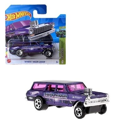 Hotwheels Hot Wheels Diecast Model Car 2023 145/250 , Chevy Chevrolet Nova Stationwagon Gasser 1964 , Gassers , 1/64 scale , new in pack