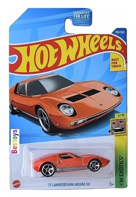 Hotwheels Hot Wheels Diecast Model Car 2023 202/250 Lamborghini Miura SV 1971 Exotics 1/64 scale new in pack