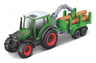 Maisto Mini Work Machines Tractor Fendt 208 Vario + Log Trailer Farm Agricultural