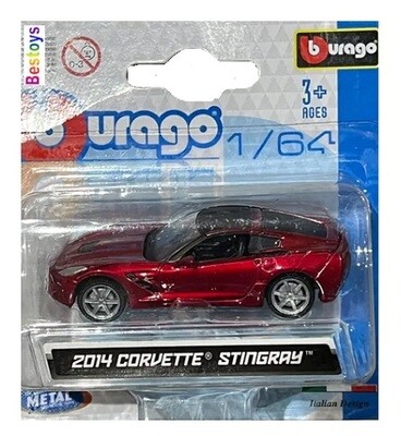 Burago Diecast Model Car Chevy Chevrolet Corvette Stingray 2014 1/64 scale