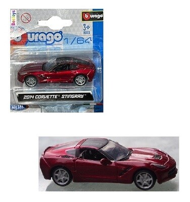Burago Diecast Model Car Chevy Chevrolet Corvette Stingray 2014 1/64 scale