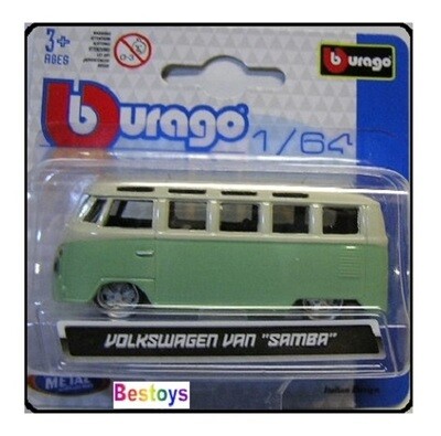 Burago Model Car VW Volkswagen Kombi Samba Bus 1/64 scale