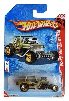 Hotwheels Hot Wheels Diecast Model Car 2010 214/240 Jeep CJ 2A Custom 1942 Race World Jungle 1/64 scale