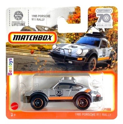 Matchbox Diecast Model Car 2023 80/100 Porsche 911 Rally 1985 No 70 70th Anniversary 1/64 scale