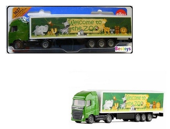 SIKU Diecast Model 1627 Volvo Truck &amp; Box trailer &quot;Welcome to the Zoo&quot; 1/87 HO railway scale