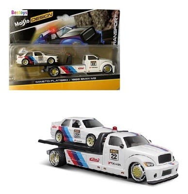 Maisto Design Elite Transport Flatbed Recovery Truck + BMW M 3 M3 1988 No 22 1/64 scale