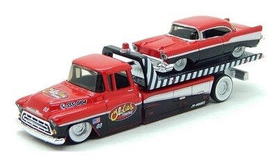 Maisto Design Elite Transport Chevy Chevrolet Flatbed Recovery Truck + Bel Air 1957 1/64 scale