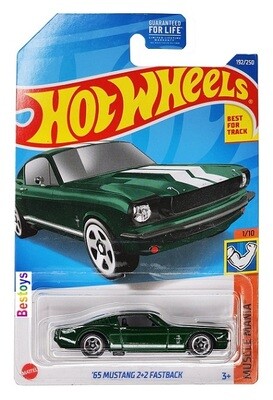 Hotwheels Hot Wheels Diecast Model Car 2022 192/250 Ford Mustang 2+2 Fastback 1965 Muscle Mania 1/64 scale