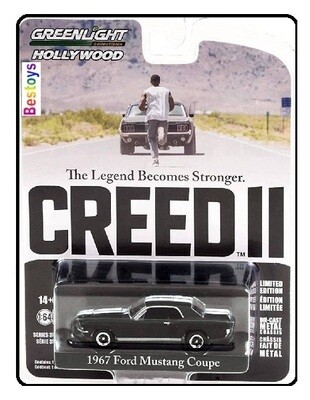Greenlight Diecast Model Car Hollywood Ford Mustang Coupe 1967 Creed 2 Movie Film TV 1/64 scale