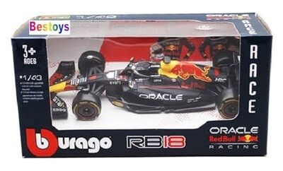 Burago Diecast Model Car 38061 Formula 1 F1 Red Bull RB18 No 1 Verstappen 2022 GP 1/43 scale
