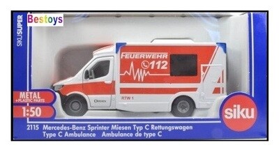 SIKU Diecast Model 2115 Mercedes Benz Sprinter Type C Ambulance 1/50 scale