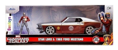 JADA Diecast Model Car 33077 Ford Mustang 1969 + Star Lord figure Marvel Guardians of the Galaxy Movie Film TV 1/32 scale