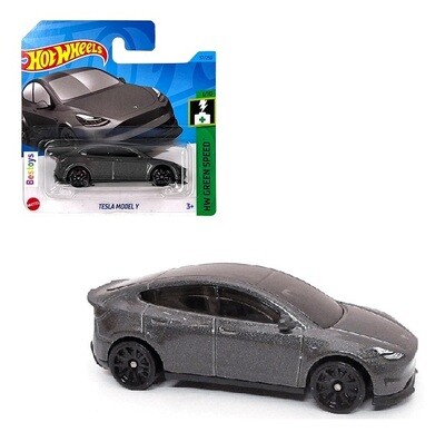 Hotwheels Hot Wheels Diecast Model Car 2023 37/250 Tesla Model Y Green Speed 1/64 scale
