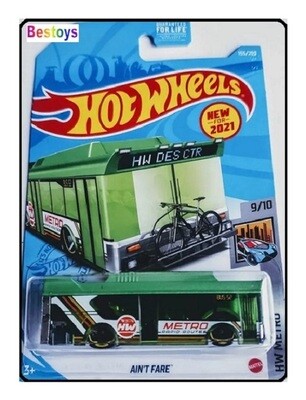 Hotwheels Hot Wheels Diecast Model Car First Edition 2021 155/ 50 Aint Fare Bus Metro