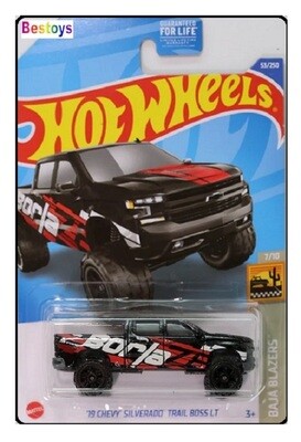 Hotwheels Hot Wheels Diecast Model Car 2022 53/250 Chevy Chevrolet Silverado Trail Boss LT 2019 "Borla" Baja Blazers 1/64 scale