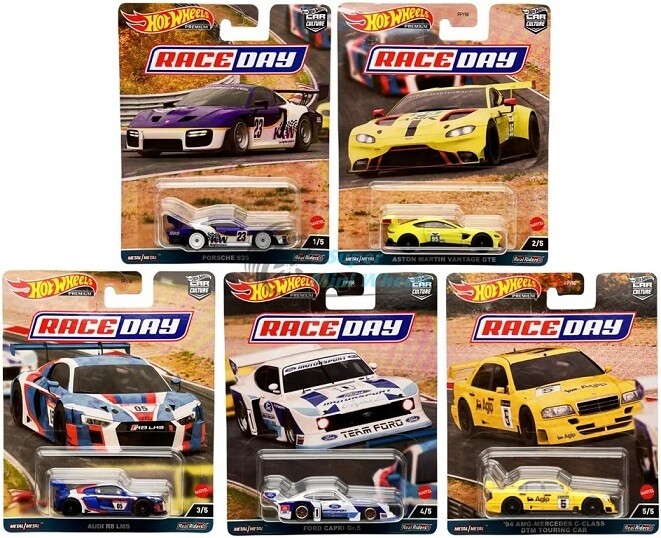 Hot Wheels Car Culture Race Day Set Mercedes Ford Capri Porsche Audi Aston Martin