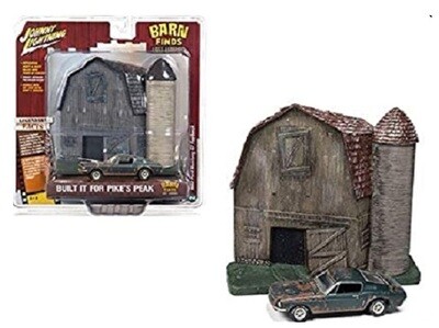 Johnny Lightning Diecast Model Car Barn Finds Ford Mustang GT Fastback 1968 + Resin Barn Diorama 1/64 scale