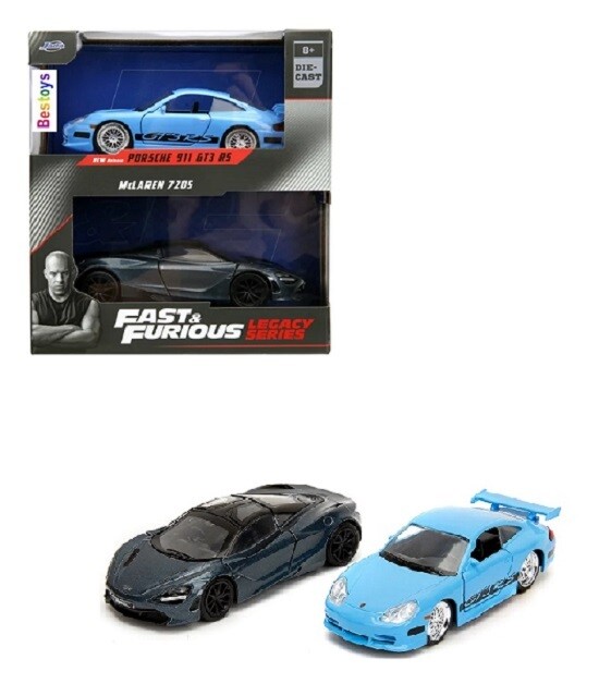 JADA Diecast Model Car 2 pk Porsche 911 GT 3 GT3 RS + McLaren 720 S 720S Fast &amp; Furious Movie Film TV 1/32 scale