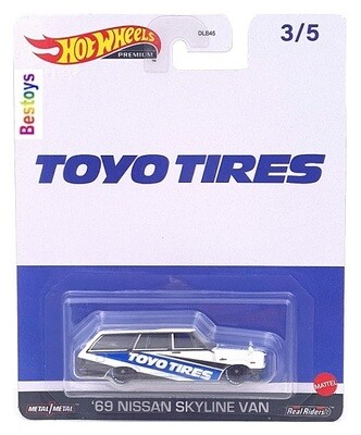 Hotwheels Hot Wheels Diecast Model Car Pop Culture Speed Graphics Nissan Skyline Van 1969 "Toyo Tires" 1/64 scale