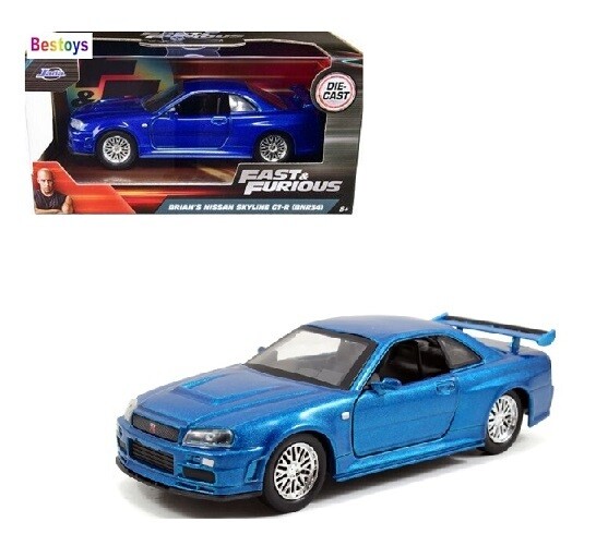 JADA Diecast Model Car 24037 Nissan Skyline GT R R34 Brian Fast &amp; Furious Movie Film TV 1/32 scale