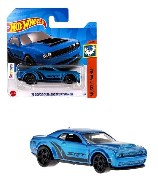 Hotwheels Hot Wheels Diecast Model Car 2023 151/250 Dodge Challenger SRT Demon 2018 Muscle Mania 1/64 scale