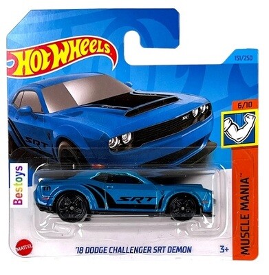 Hotwheels Hot Wheels Diecast Model Car 2023 151/250 Dodge Challenger SRT Demon 2018 Muscle Mania 1/64 scale