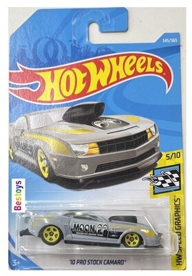 Hotwheels Hot Wheels Diecast Model Car 2018 345/365 Chevy Chevrolet Camaro Pro Stock 2010 "Mooneyes" Speed Graphics 1/64 scale