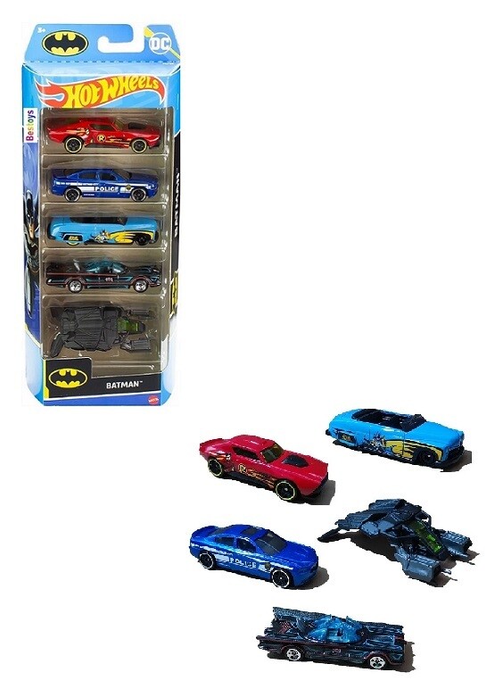 Hotwheels Hot Wheels Diecast Model Car 2023 5 pk Batman Set Dodge Batmobile Bat Police Batgirl 1/64 scale