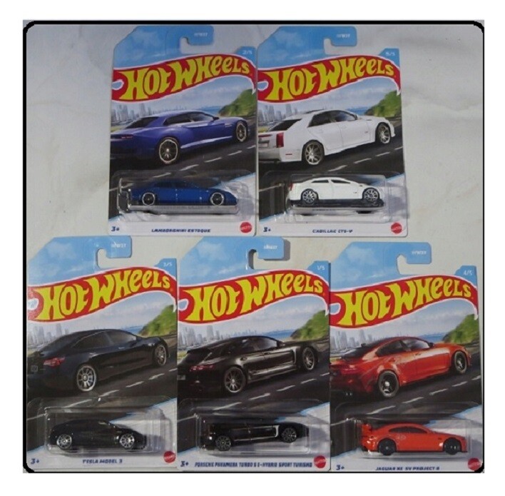 Hotwheels Hot Wheels Diecast Model Car Set Luxury Sedans Cadillac Porsche Tesla Jaguar Lamborghini