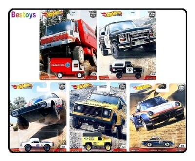 Hotwheels Hot Wheels Diecast Model Car Culture Wild Terrain Set Mercedes Unimog Porsche Ford Land Rover 1/64 scale