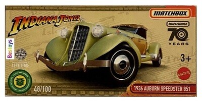 Matchbox Diecast Model Car Power Grab 2023 48/100 Auburn Speedster 851 1936 Indiana Jones Movie TV Film 70th Anniversary 1/64 scale